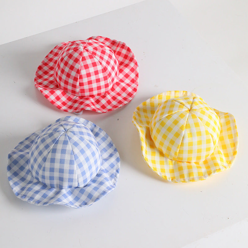 Pet Cute Fashion Plaid Sun Hat