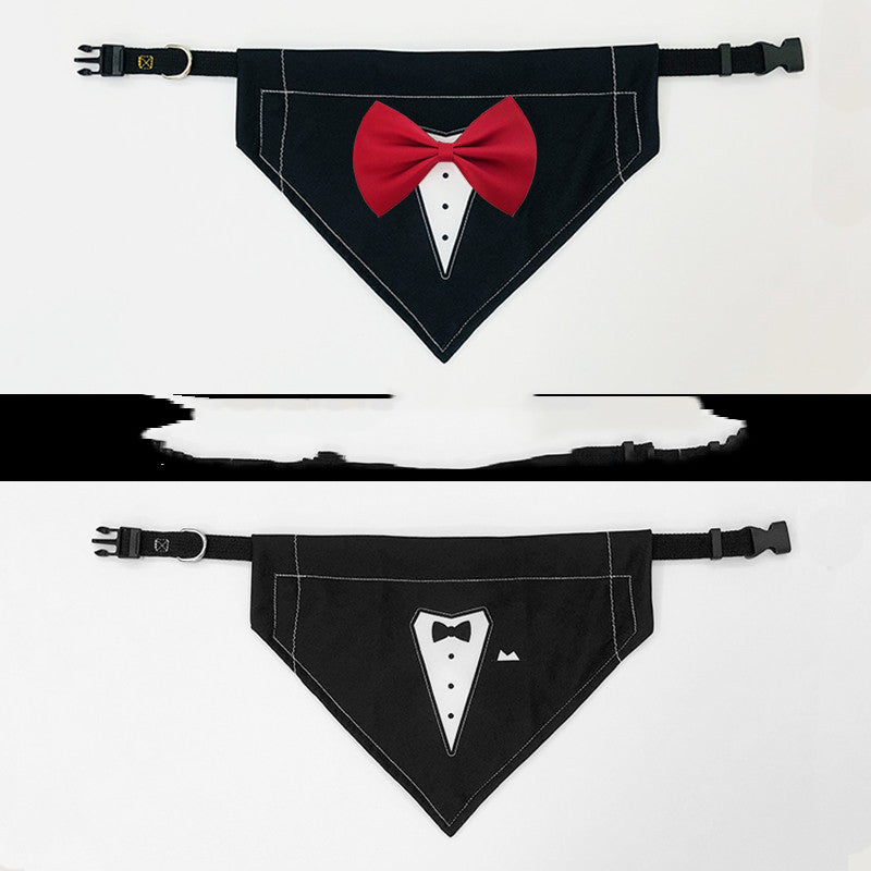 Dog Gentleman Suit Bow Tie Bib Saliva Towel