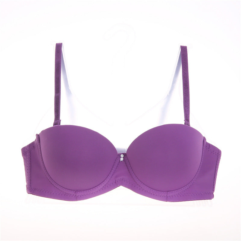 Thick Cup Gathering Half Cup Glossy Girls Bra