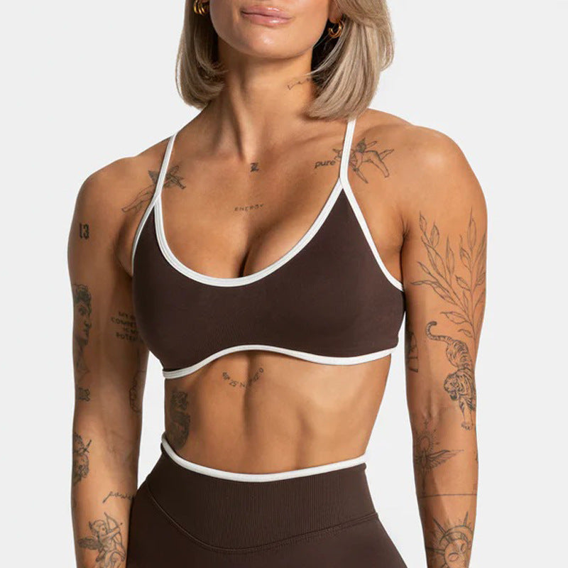 Sports Workout Bra Bra Contrast Color With Chest Pad Quick-drying Yoga Underwear