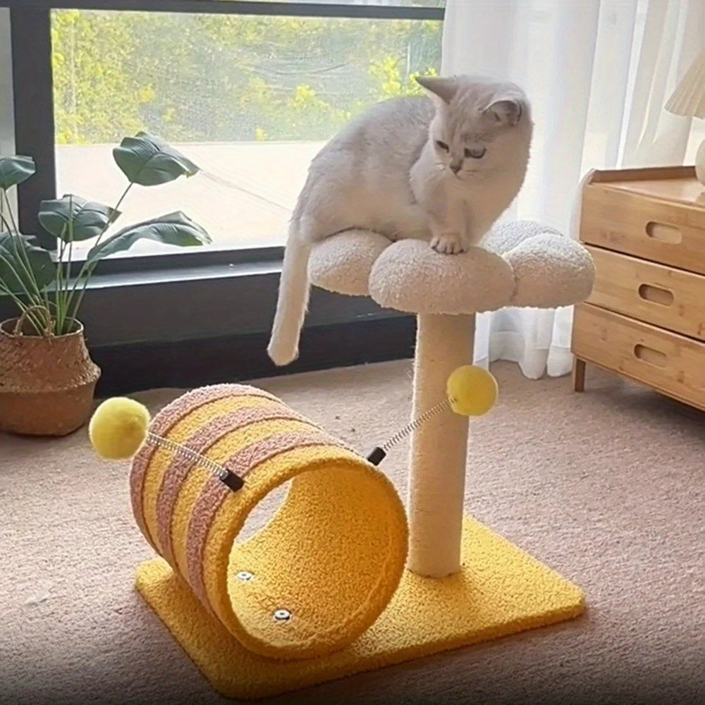 Bee Cat Climbing Frame Sisal Cat Scratching Board No Debris Or Occupation Of Cat Scratching Post Cat Supplies Cute Cat Tree Cat Scratching Post With Tunnel