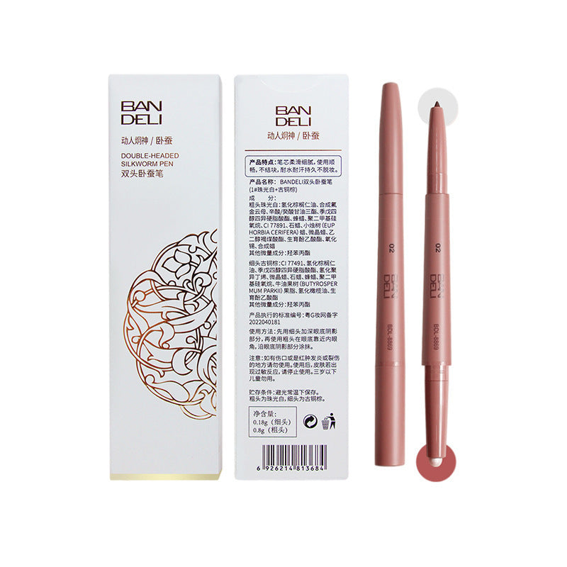 Bandley Eye Shadow Pen Brighten Pen Dual-purpose Double-headed Pearlescent White Eye Shadow Pen Matte Shading Powder Master Highlight Eyeliner Pen