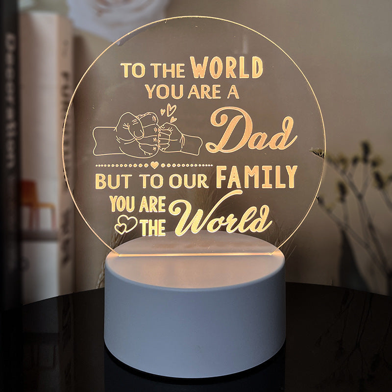 Creative 3D Night Heart Shaped Blessing Language USB Small Table Lamp