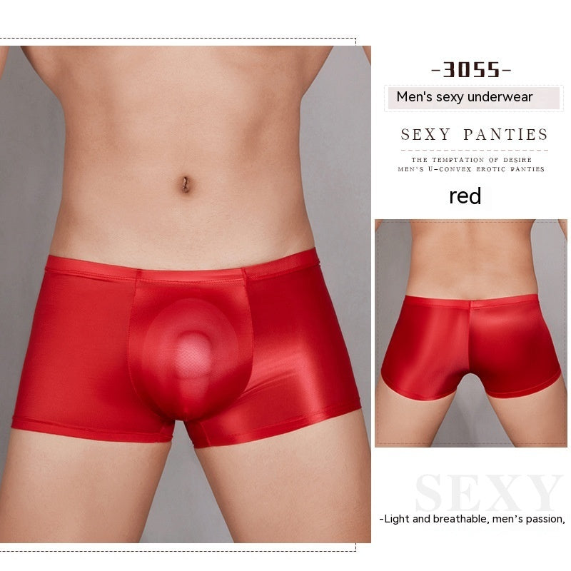 Oil Glossy U Convex Ultra-thin Transparent Men's Comfortable Stretch Shorts