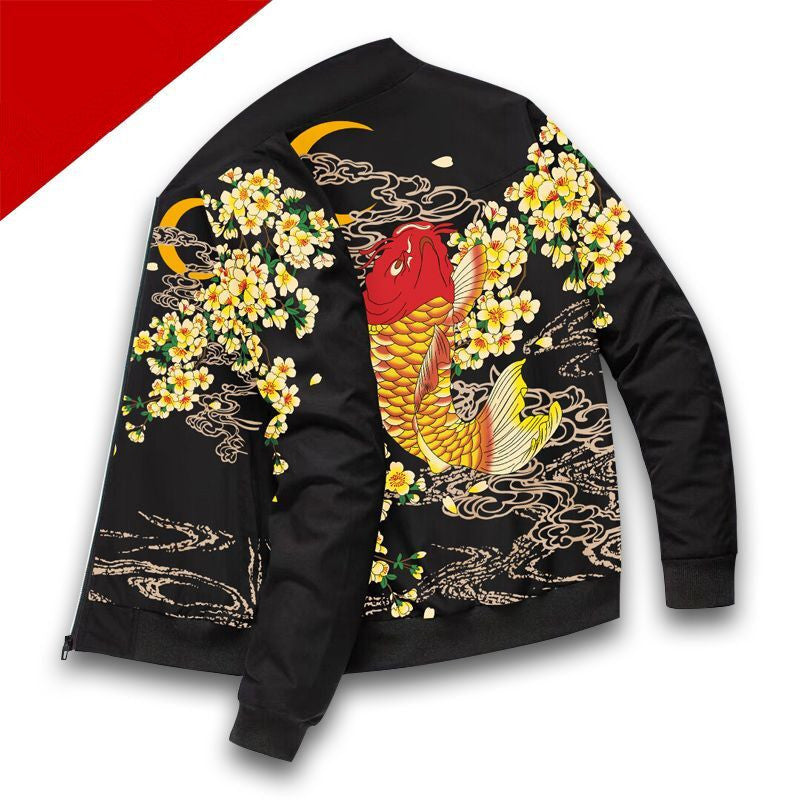 Printed Men's Casual Sports Vintage Versatile Baseball Jacket