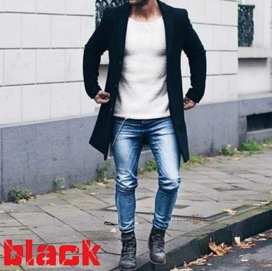 European And American Men's Slim Woolen Coat