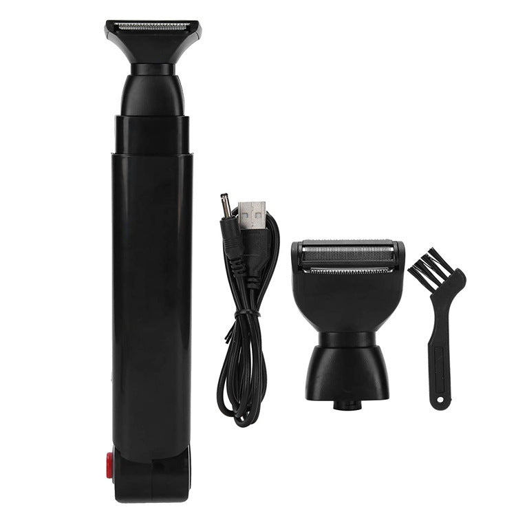 Electric Back Hair Shaver Trimmer Machine Long Handle USB Folding Double Sided Back Body Hair Leg Removal Tool