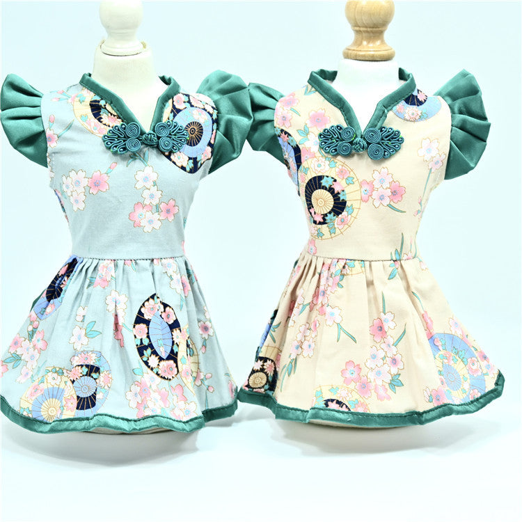 New Pet Dress Dog Retro Chinese Style Princess Dress Summer Dress Factory Wholesale One Drop Shipping