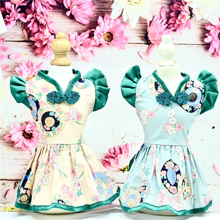 New Pet Dress Dog Retro Chinese Style Princess Dress Summer Dress Factory Wholesale One Drop Shipping