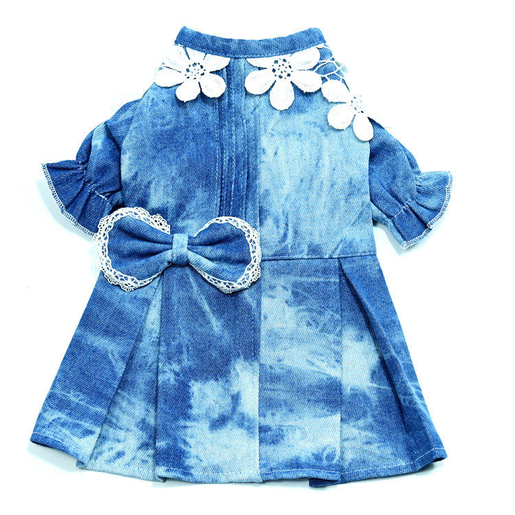 Thin Breathable Denim Stitching Pet Skirt