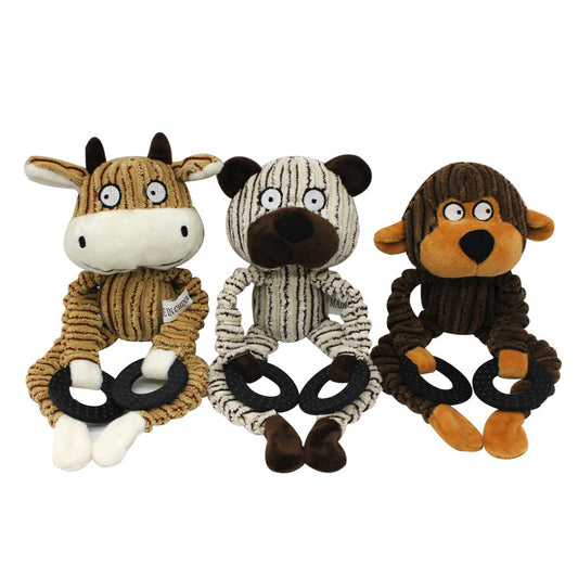 Pet Sounding Plush Toy Three-Color Rubber Ring Corduroy
