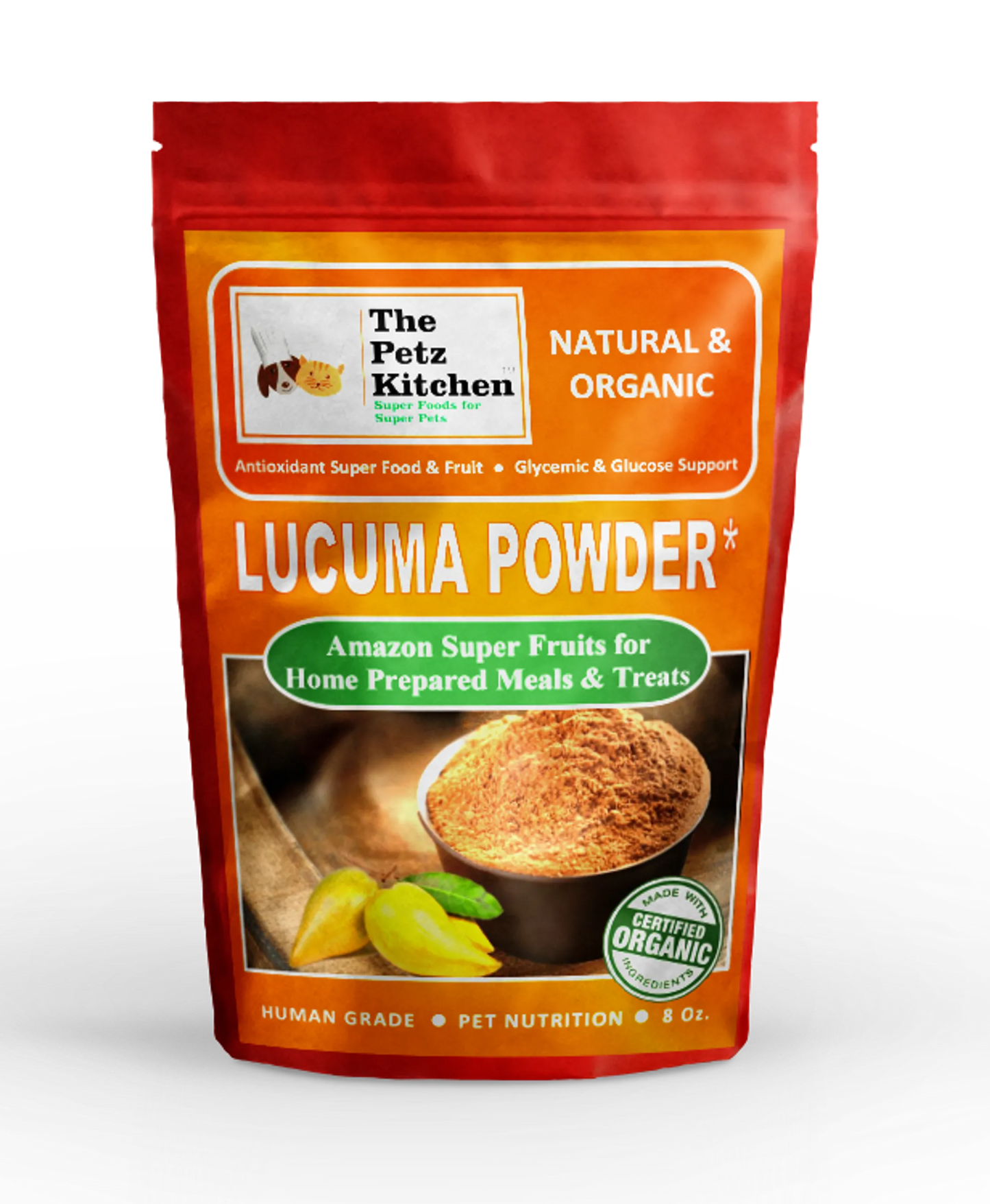 Lucuma Powder - Glycemic Glucose & Digestive Support* Antioxidant Usda Organic Super Food & Fruit The Petz Kitchen