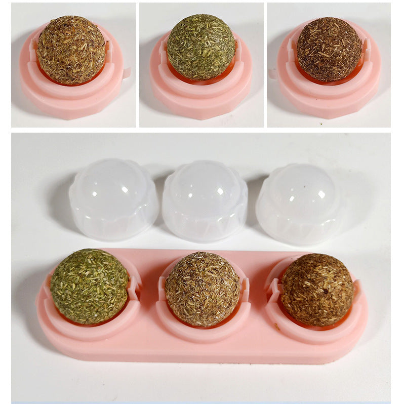 3pcs Lot Self-adhesive Rotated Catnip Lick Ball
