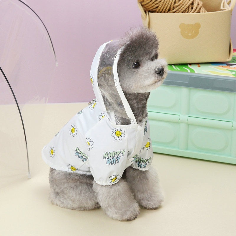 Dog Raincoat Pet Clothing Two Feet With Pull Ring Traction Transparent Spring, Summer, Autumn And Winter Four Seasons