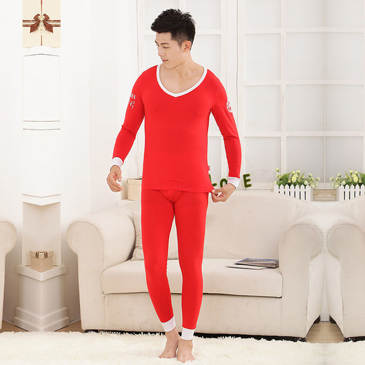Men's tights Modal basic round neck thermal underwear set