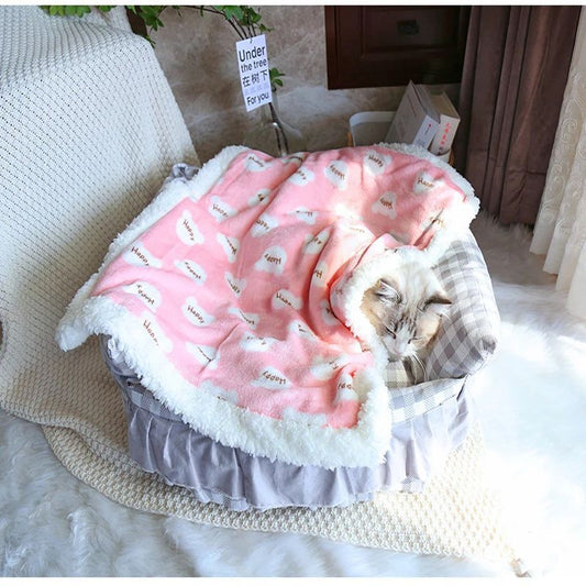 Thick Lamb Fleece Pet Dog Blanket Soft Flannel Cat And Dog Cushion To Keep Warm Cat And Dog Sleeping Blanket Winter Pet Cushion