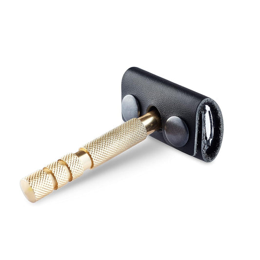 Safety Razor Head Protecting Leather Cover, Genuine Leather Double Edge Safety Razor Case Accessories For Travel, Butterfly Razor Case