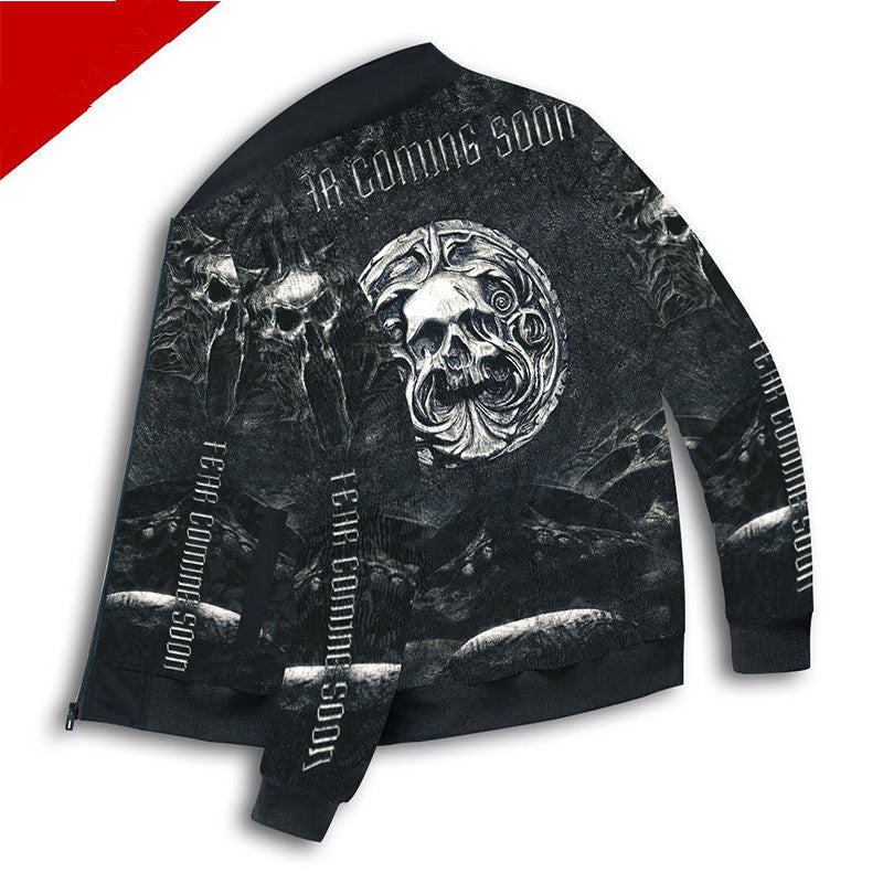 Printed Men's Casual Sports Vintage Versatile Baseball Jacket