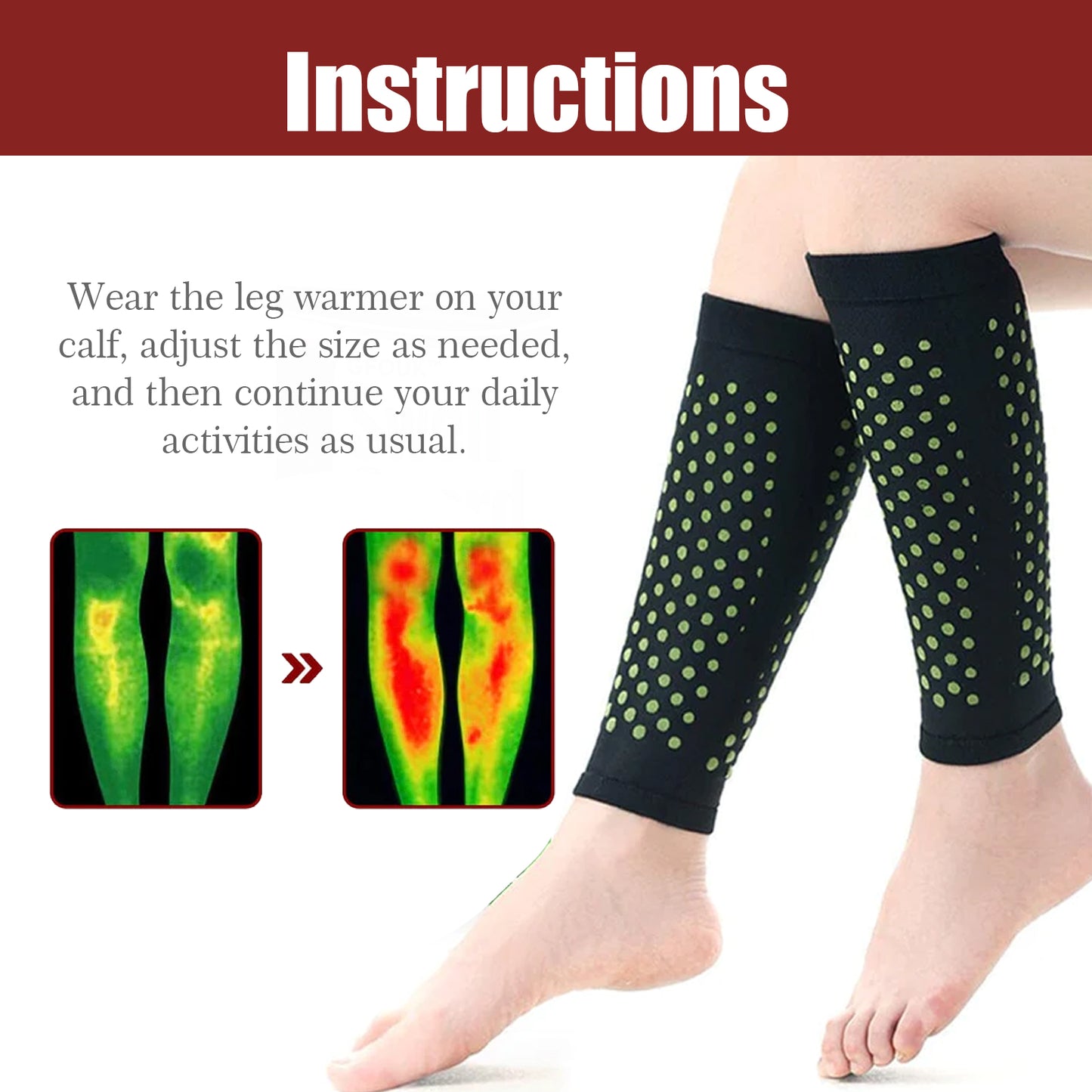 HouKea Heating Leg Cover, Relieve Lymphatic Swelling Venous Care Smooth Blood Vessel Bulges Warm Warm Leg Cover