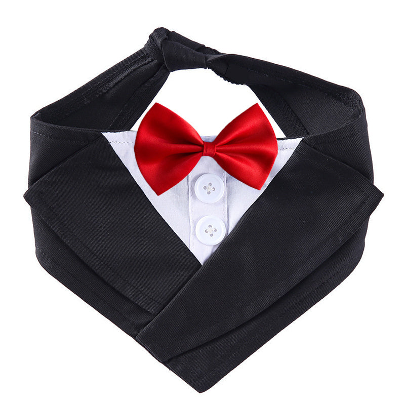 Dog Gentleman Suit Bow Tie Bib Saliva Towel