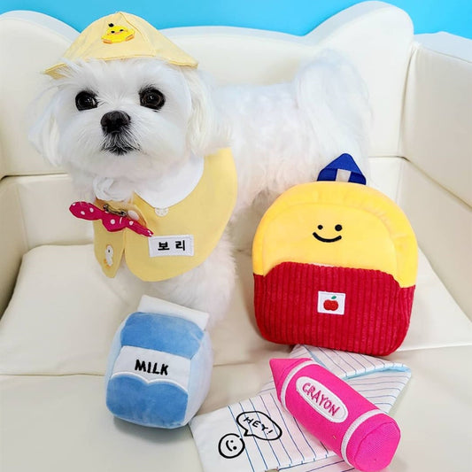 Three-piece Toy For Dog School Bag