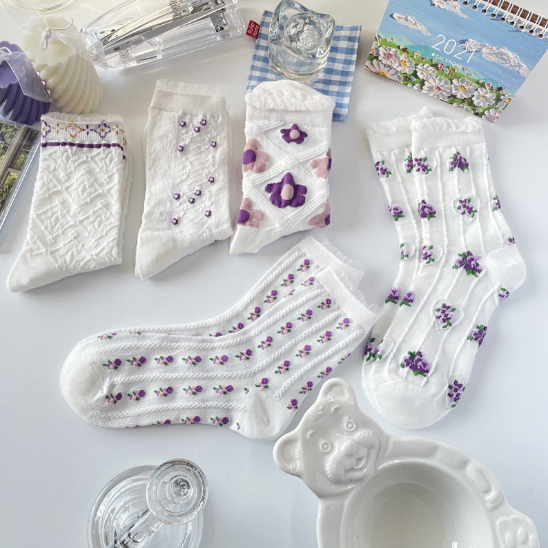 Harajuku Retro Embroidery Spring Kawaii Cute Socks