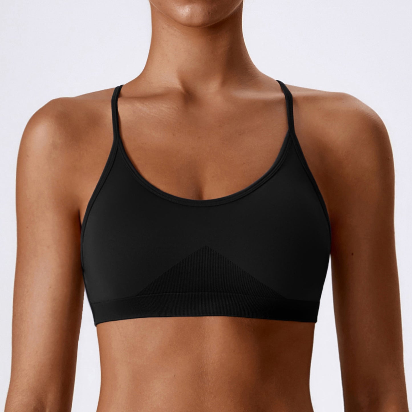 Seamless Knitted Yoga Straps Cross Motion Workout Bra