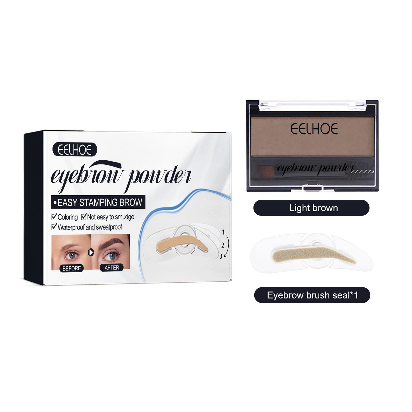EELHOE Eyebrow Powder Set Makeup Natural Lasting Waterproof Not Easy To Decolorize Dizzy Lazy Seal Eyebrow Powder Set