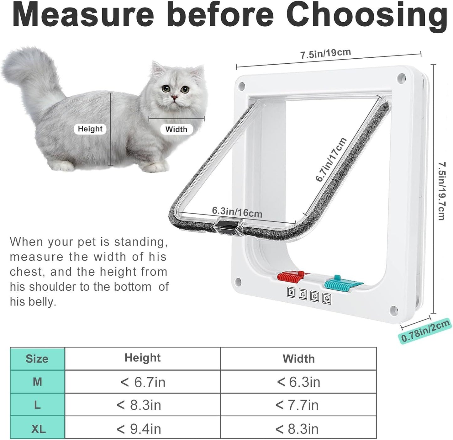 Thin Cat Door For Windows Pet Doors And Sliding Door Safety Pet Door With Lock Weatherproof Cat Flap For Thin Door
