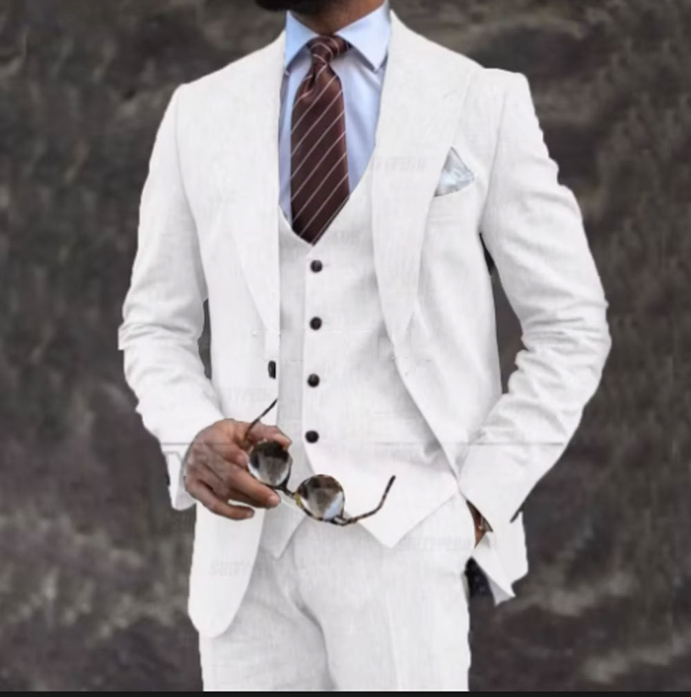 European And American Pink Business Casual Suit Three-piece Suit Men