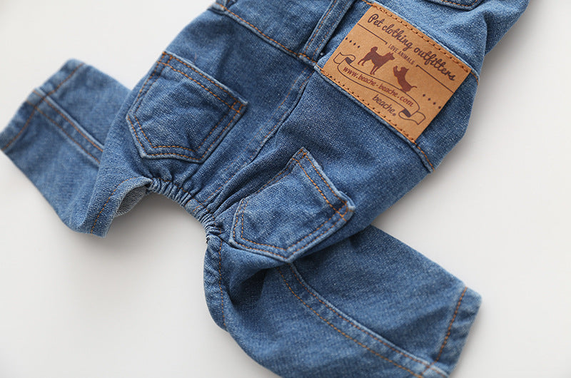 Comfortable stretch jeans pet suspenders