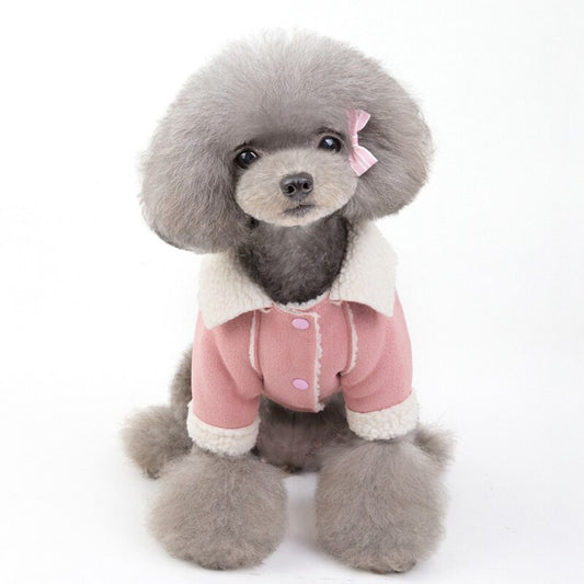 Cute Dog Clothes Cat Clothes Teddy Clothes Deerskin Velvet Lapel Jacket