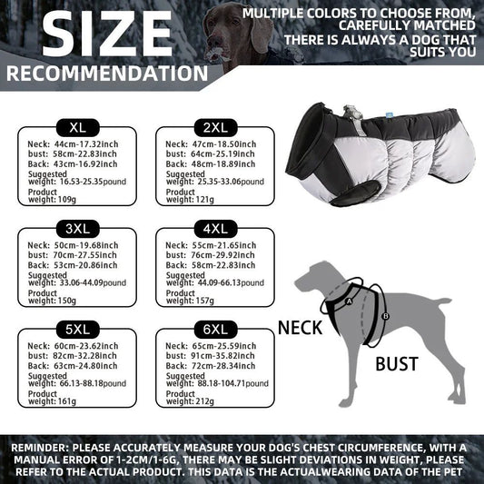 Pet Big Dog Jacket With Harness Winter Warm Dog Clothing Labrador Waterproof Big Dog Coat Chihuahua French Costume