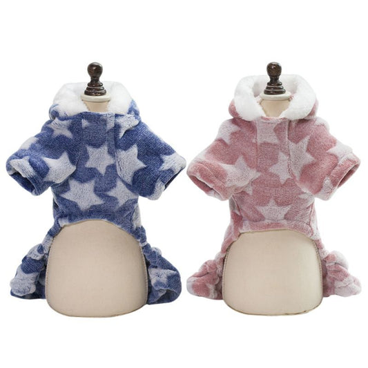Plush thick four-legged dog clothes