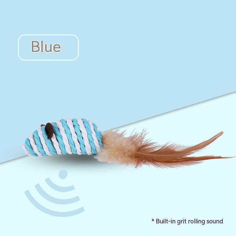 Pet Supplies Sound Grinding Feather Paper String Mouse Toy