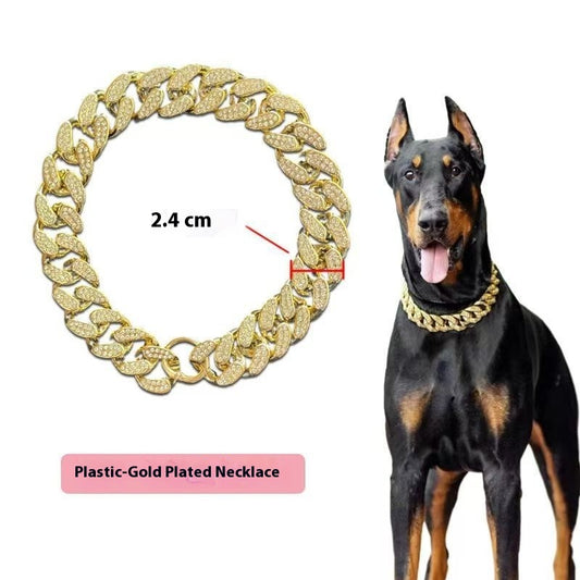 Dog Rhinestone-encrusted Chain Plastic Electroplated Decorative Necklace