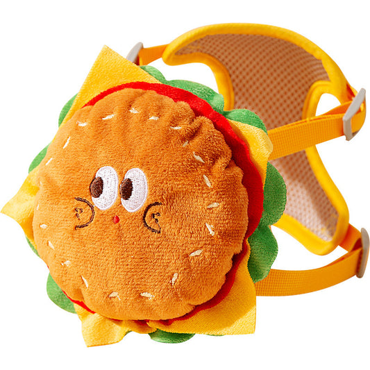 Pet Cute Burger Fries Backpack Hand Holding Rope