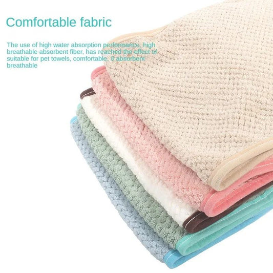 Pet Super Absorbent Towel Cat And Dog Quick Drying Towel Pocket Style Scrub Gloves Bath Towel