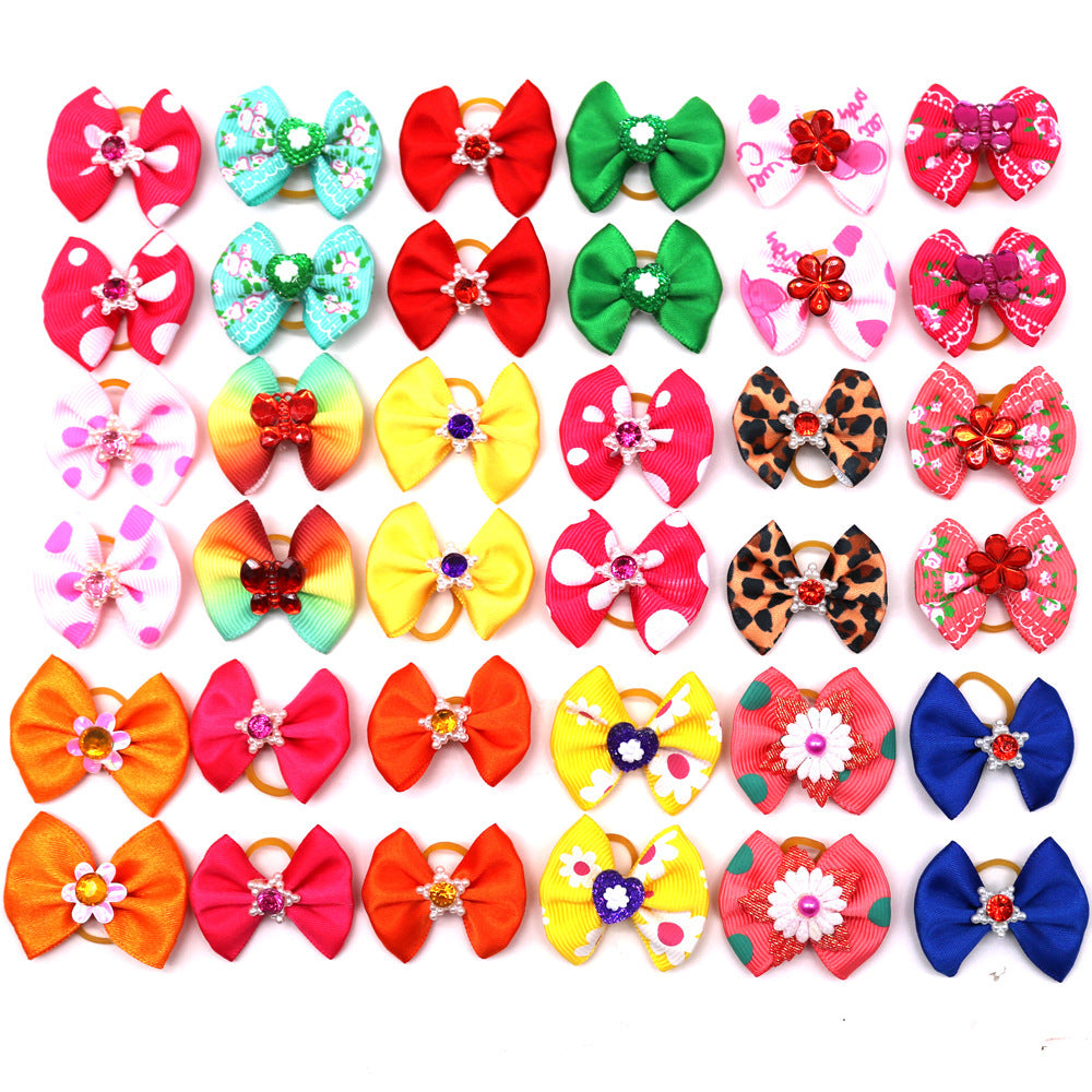 Pet Bow Head Flower Dog Rubber Band Accessories