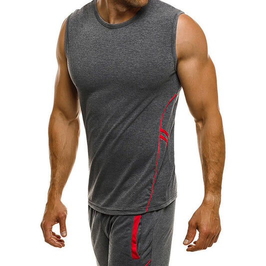 Quick-drying men's sleeveless T-shirt suit