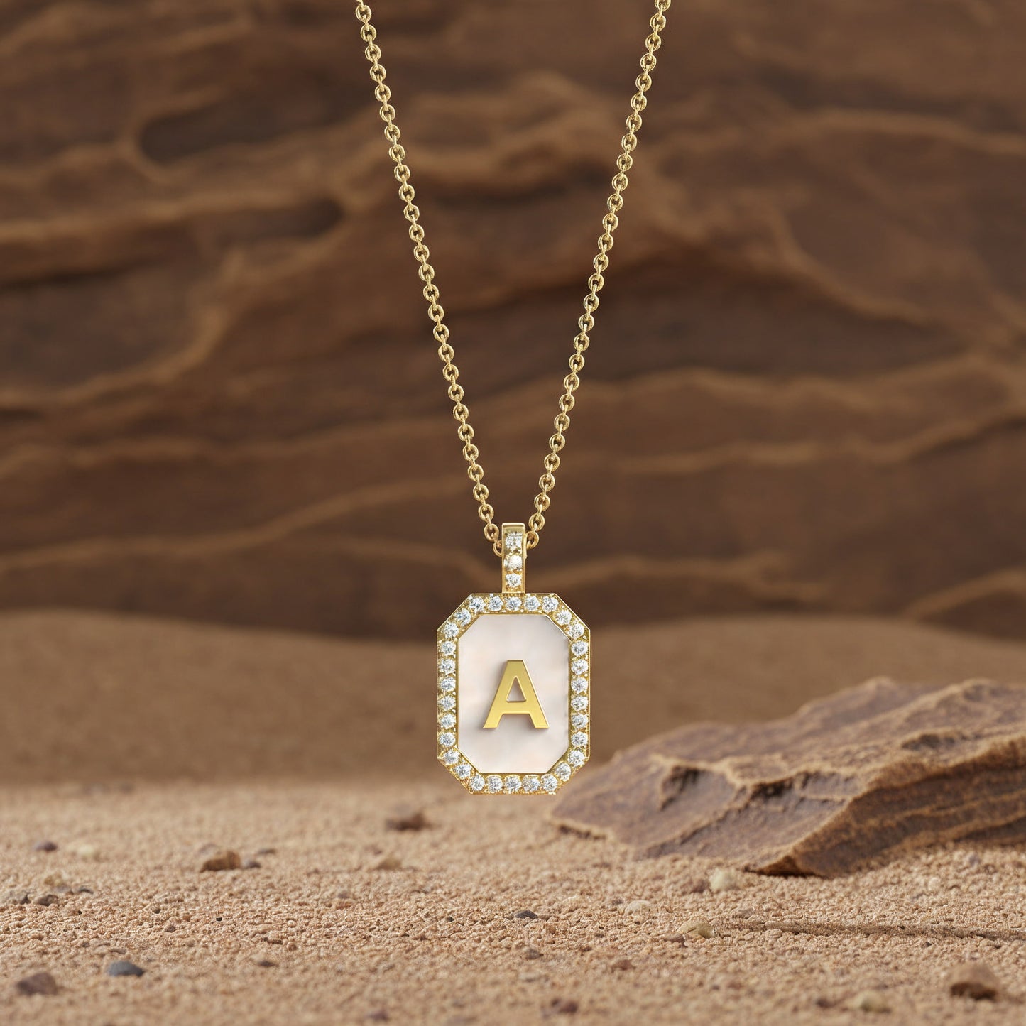 18k Gold Plated Pearl Initial Zodiac & Initial Gemstone Pendant Necklace – Octagon AW24N004G