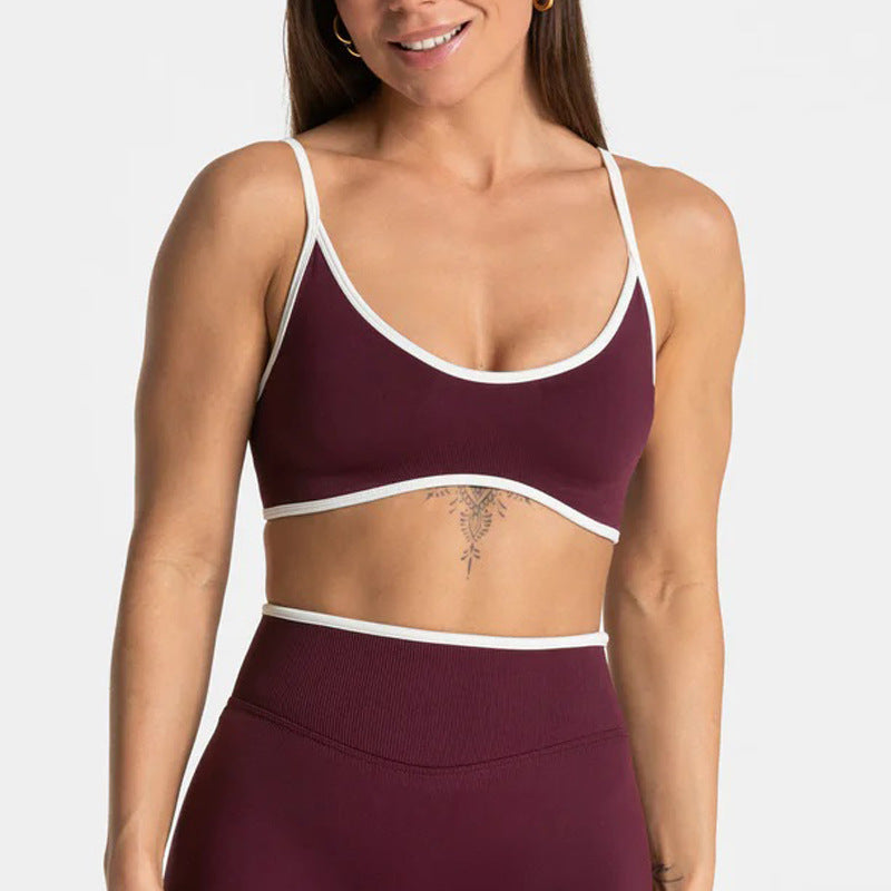 Sports Workout Bra Bra Contrast Color With Chest Pad Quick-drying Yoga Underwear