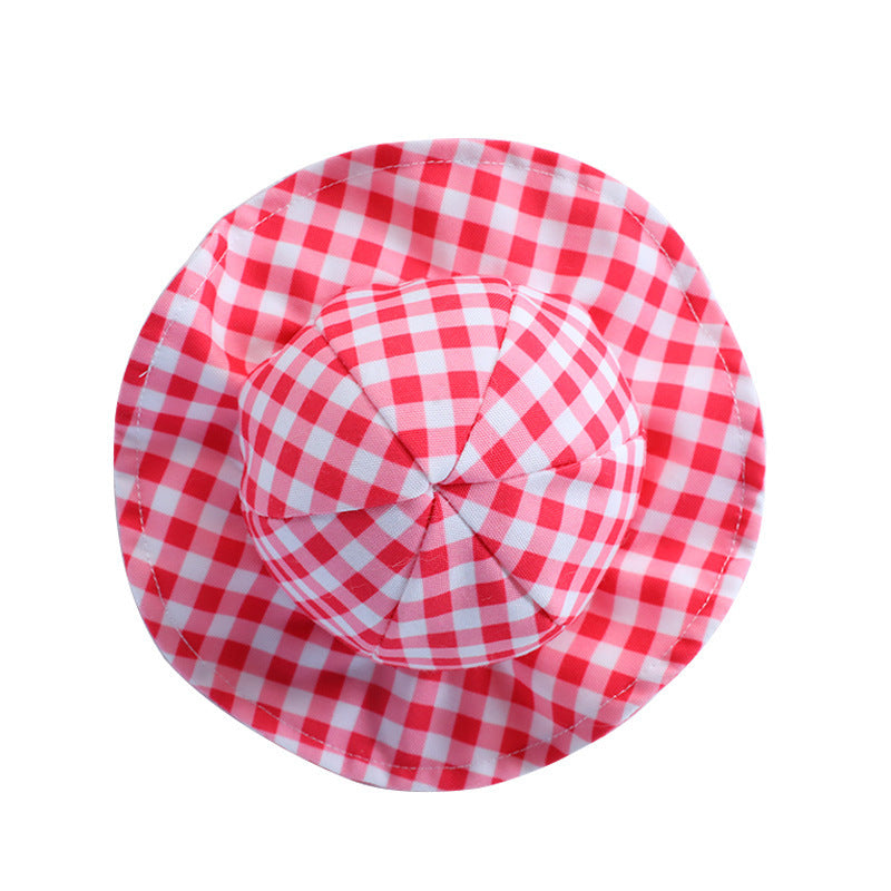 Pet Cute Fashion Plaid Sun Hat