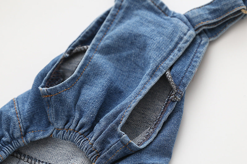 Comfortable stretch jeans pet suspenders
