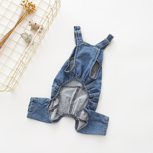 Comfortable stretch jeans pet suspenders