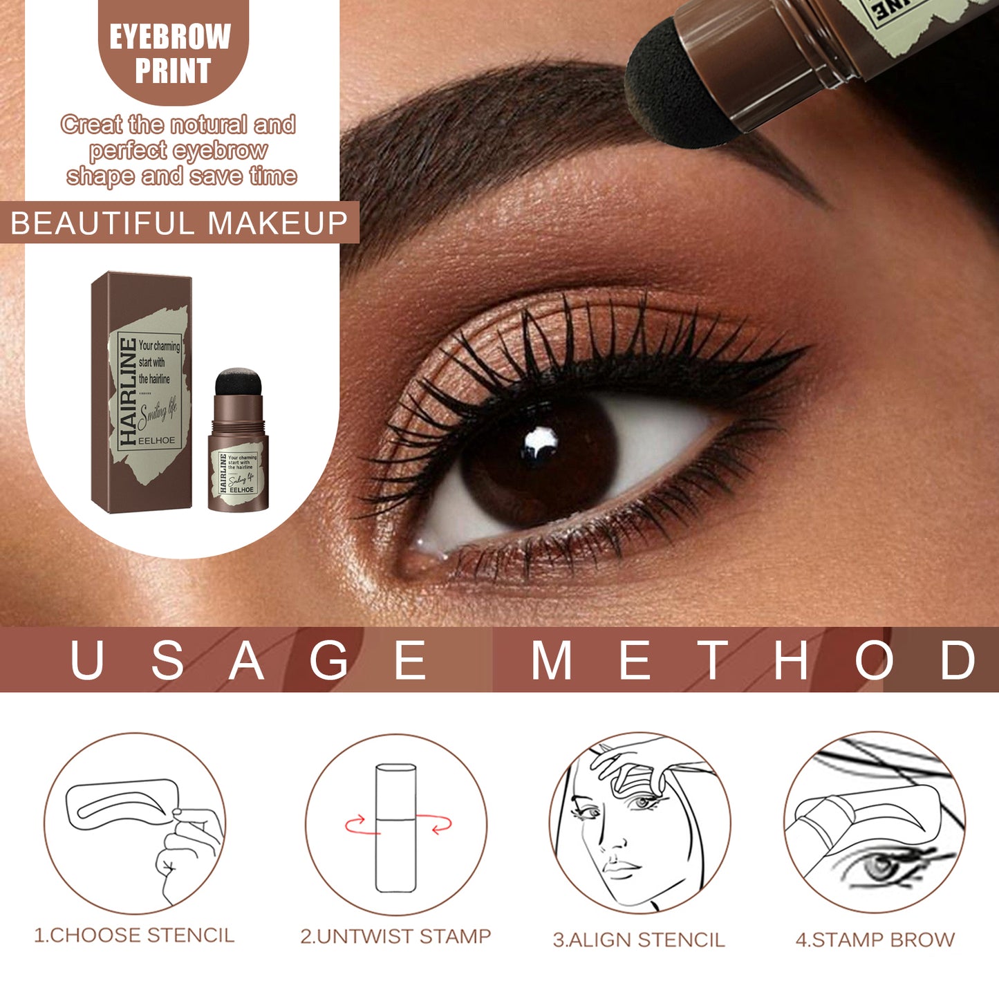 EELHOE Hairline And Eyebrow Marks (Blackish-Brown) Eyebrow Cakes Can Help Improve Hairline And Eyebrow Marks, Making Them Natural And Easy For Lazy People To Apply Makeup Quickly
