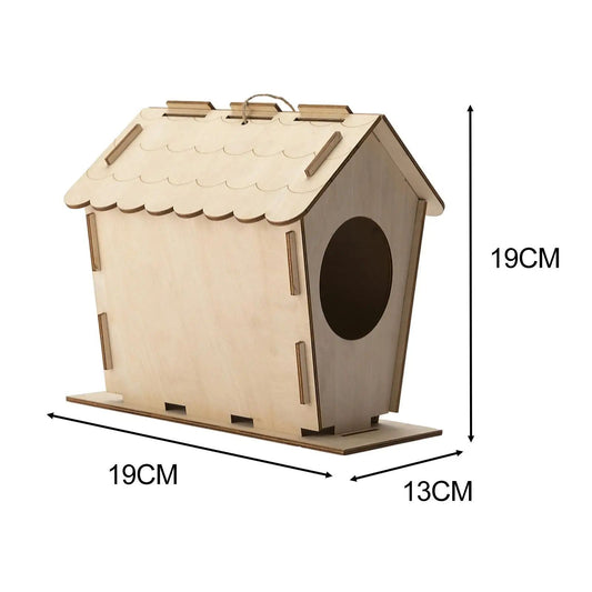DIY Bird House Yard Gift Shelter Outdoor Unfinished Bird Nest Wooden Nesting Box