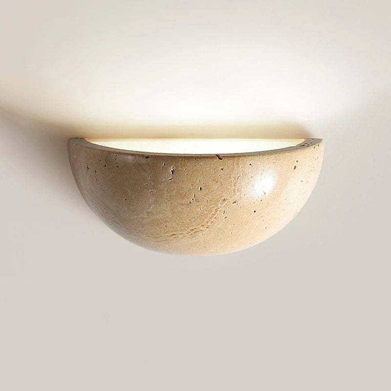 Retro Yellow Cave Stone Bedroom Bedside Lamp Semicircle Living Room Corridor Wall Lamp