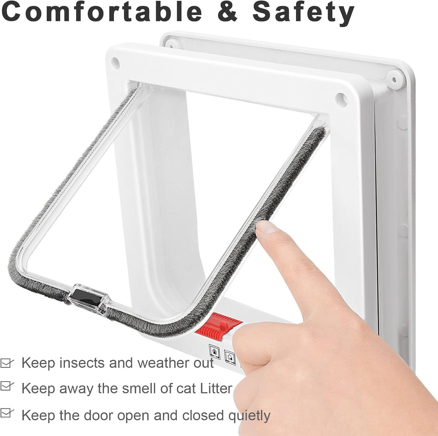 Thin Cat Door For Windows Pet Doors And Sliding Door Safety Pet Door With Lock Weatherproof Cat Flap For Thin Door