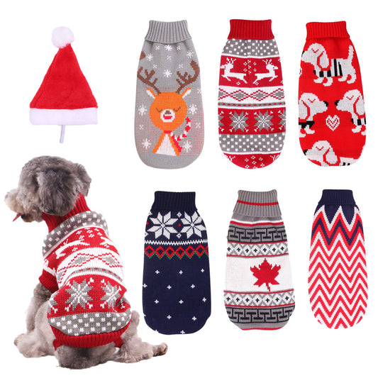Christmas Turtleneck Knitting Sweater Dog Clothing